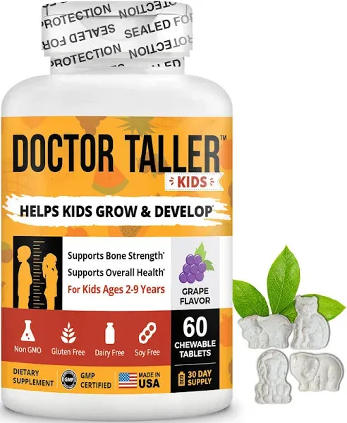 2 X NuBest, Doctor Taller, Kids Ages 2-9 Years, Grape, 60 Chewable Tablets