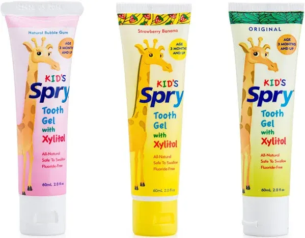 Kids Spry Tooth Gel Natural Bubble Gum 2 fl oz. (Pack of 6)