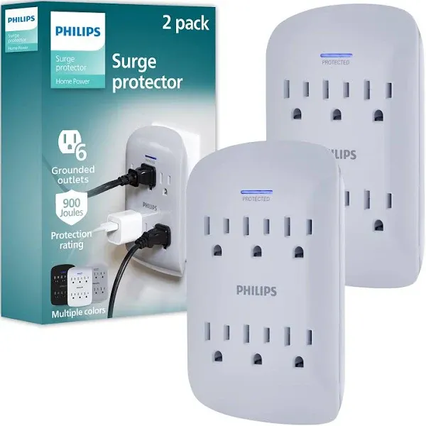 Philips 6-Outlet Surge Protector Wall Tap