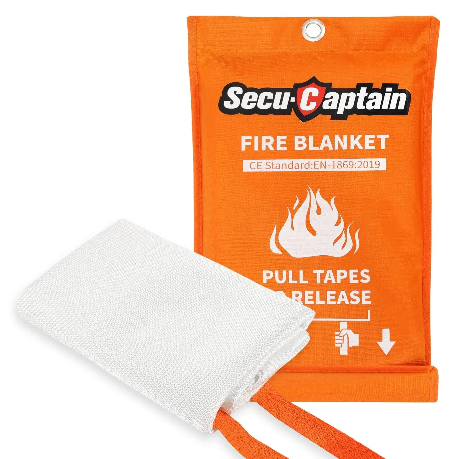 SecuCaptain Emergency Fire Blanket for Home and Kitchen 2 Pack 40"x40" Flame Suppression Fiberglass Fire Blankets for House Camping Car Office