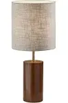 Dean Table Lamp, Natural Oak Wood W. Antique Brass Accent, West Elm