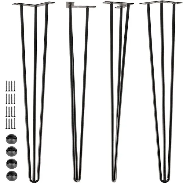 SPACEEUP 40 Hairpin Table Legs 4pcs Coffee Desk Legs with Rubber Floor Protectors Heavy Duty Metal Furniture Legs 3 Rods for