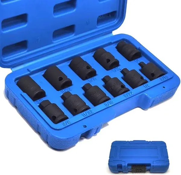 11PCS 3/8&#034; Drive Impact Bits Sockets Set, Tapered Male Square Drive, Chamfered F