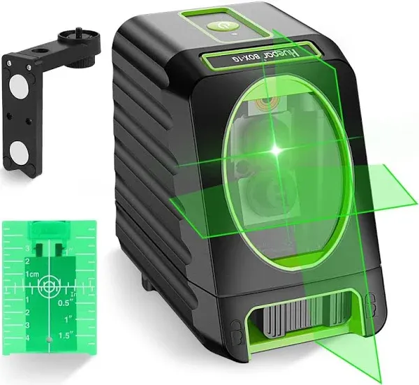 Huepar BOX-1G Laser Level High Accuracy 2 Line Green Beam Rotary Self Leveling