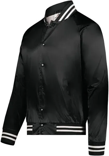 Augusta Sportswear Unisex Striped Trim Satin Baseball Jacket