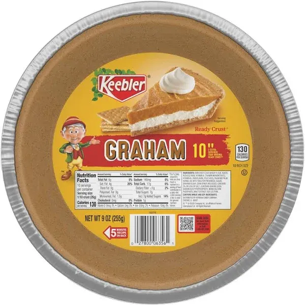 Keebler Ready Pie Crust, Graham Cracker, 9 In. (Pack of 1) 6 oz