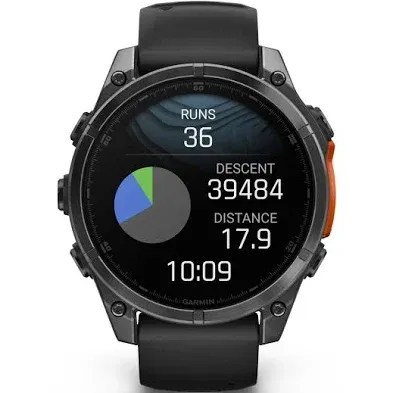 Garmin Fenix 8 47MM AMOLED Sapphire Multisport GPS Smartwatch Carbon Gray DLC Titanium with Black Gray Silicone Band, Built-in LED Flashlight, Health & Fitness Smart Watch Bundle for Men & Women