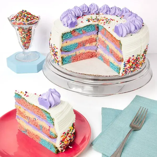 Cotton Candy Carnival Birthday Cake 10&#034; - Fresh Bakery Dessert Layered Cake f...