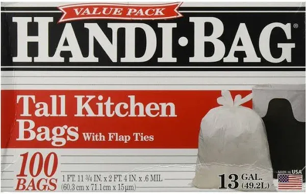 Handi-Bag Super Value Pack, 13 gal, 100 ct, White