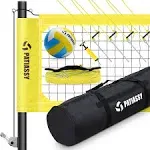 Patiassy 32 x 3 ft Volleyball Net Set for Backyard, Adjustable Pole, Volleyball, Pump, Carrying Bag, Size: One size, White