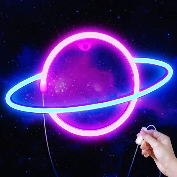 Planet Neon Sign, USB Powered Planet Light Led Neon Signs with On/Off Switch,...