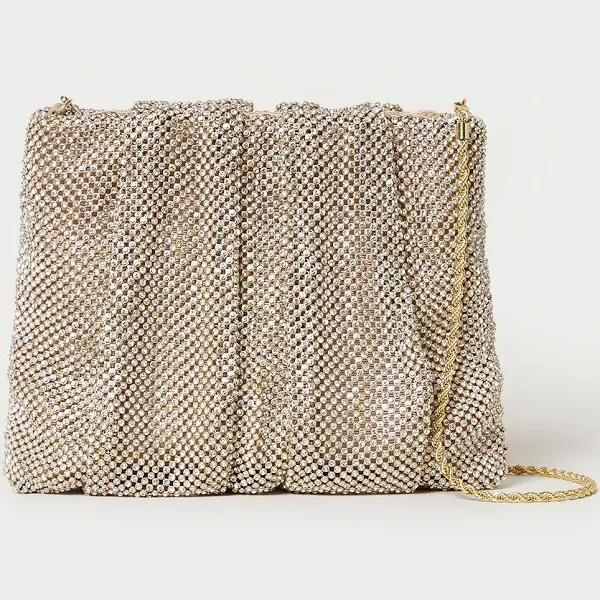 Loeffler Randall Ember Gold Diamanté Gathered bag