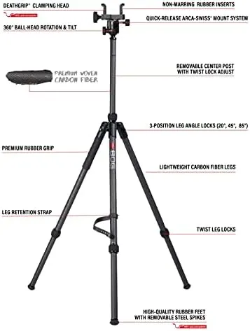 BTI 1168229 BOG DeathGrip Sherpa Carbon Fiber Tripod with Heavy Duty