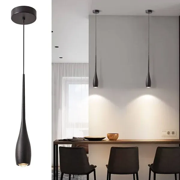 Black Pendant Light for Kitchen Island, LED Dimmable Pendant Light fixtures, ...