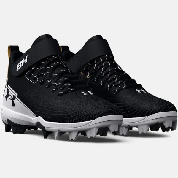 Under Armour Boys' Harper 7 Mid RM Jr. Baseball Cleats - Black, 3