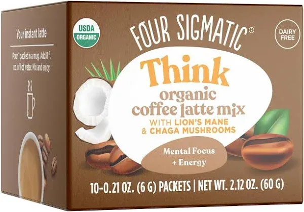 Four Sigmatic Think Coffee Latte Energizing Mushroom & Lion's Mane Mix 6-Pack