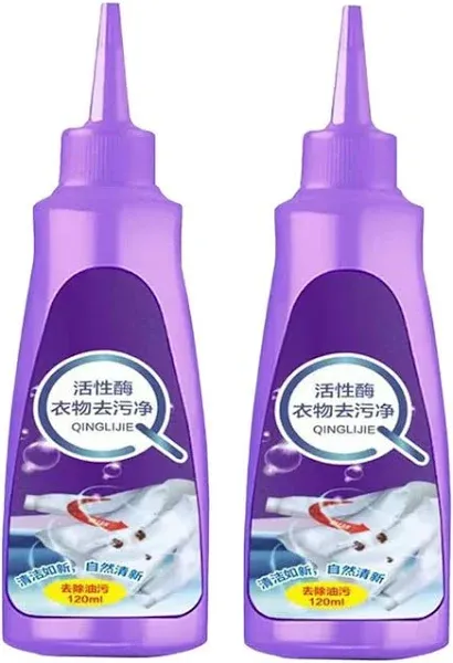 Clothes Oil Stain Remover,Active Enzyme Clothing Stain Remover, Active Enzymatic Laundry Cleaning, active enzyme laundry stain remover, Stubborn Stains Cleaner (2PCS)