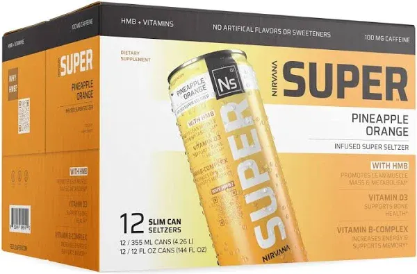 Nirvana Super Seltzer Pineapple Orange 12pk