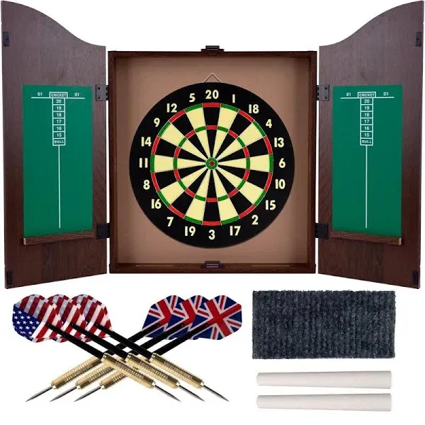 Dartboard Cabinet Set With Realistic Walnut Finish Brown 15d910