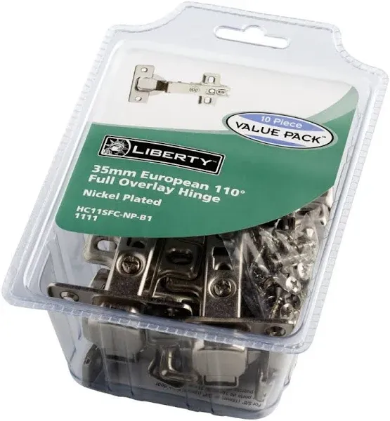 Liberty Hardware European Full Overlay Hinge Set of 10