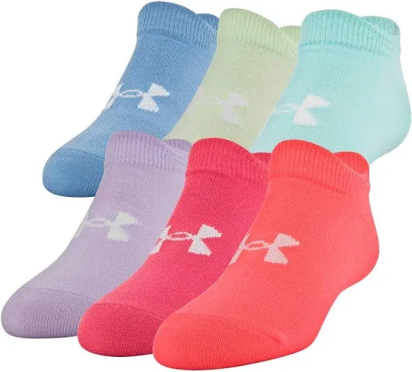 Under Armour Kids 6 Pk Multicolor No Show Polyester UA Essential Sock Set Sz S