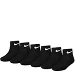 Nike Kids' 6 Pack Youth X-Small Cushioned Ankle Socks (Black)