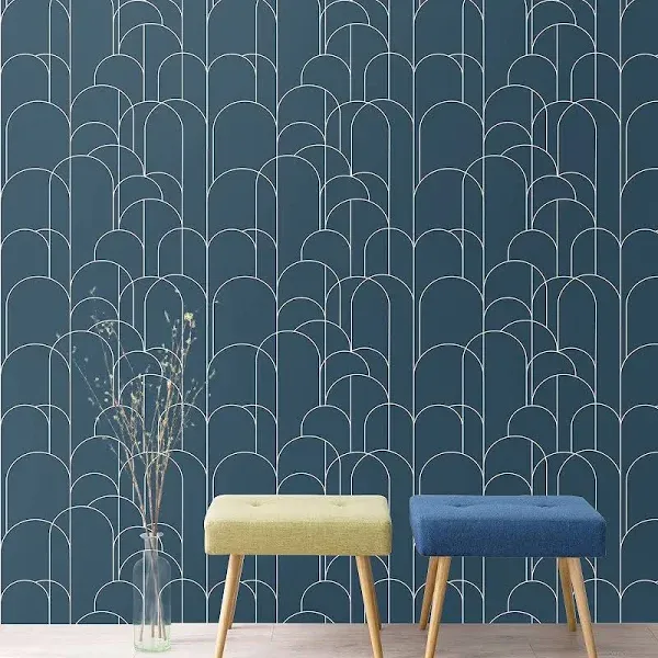 Htaiguo Modern Blue Geometric Peel and Stick Wallpaper