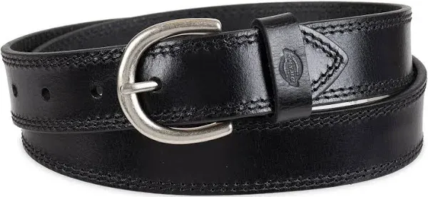 Dickies Women's Casual Leather Jean Workwear Belt with Round Harness Buckle