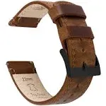 Weathered Brown Leather Watch Band Black PVD / Standard / 24mm