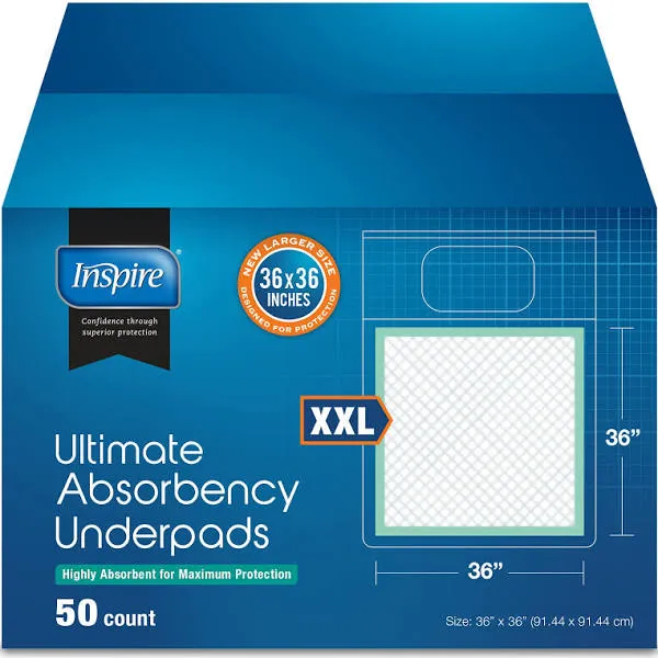 Inspire Extra Large Super Absorbent Disposable Bed Pads for Incontinence (36&#034;...