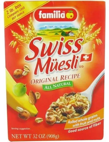 Swiss Muesli Cereal, 0g Added Sugar, Energy-Packed Cereal with Raisins, Hazel...