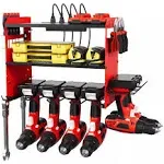  Adjustable Power Tool Organizer Wall Mount with Charging Red and Black