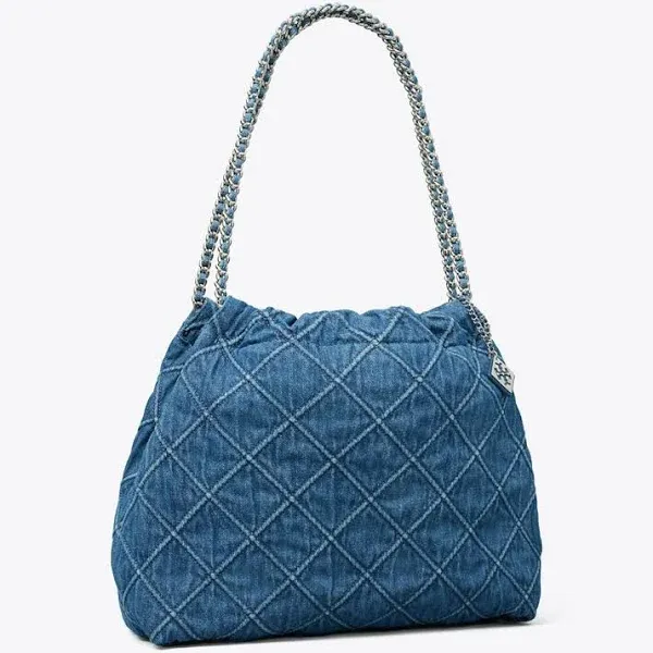 Tory Burch Fleming Soft Quilted Hobo Bag - Denim