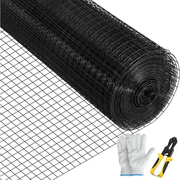 Black Hardware Cloth 16GA 1 inch 24inch(H) x 50ft(L), 16 Gauge Wire Mesh Roll for Chicken Wire Fencing Metal Garden Fence Powder Coated Galvanized Welded Fence Poultry Cage Home Improvement Projects