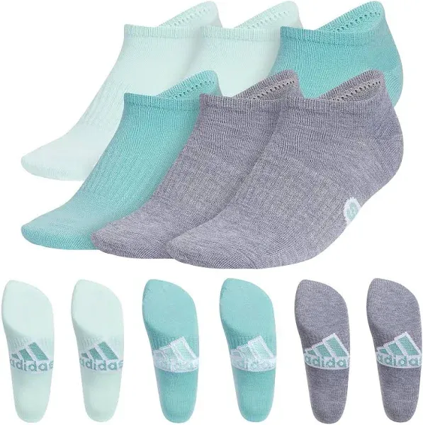 adidas womens Classic Superlite Low-profile No Show Socks (6-pair) With Arch Compression for Non-slip Fit and Breathable