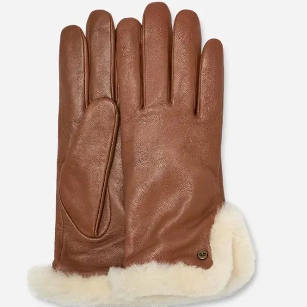 UGG Women's Shearling Trim Leather Gloves