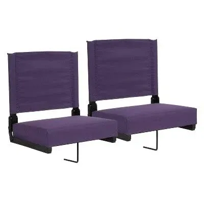 Emma + Oliver Set of 2 Lightweight Stadium Chair with Ultra-Padded Seat