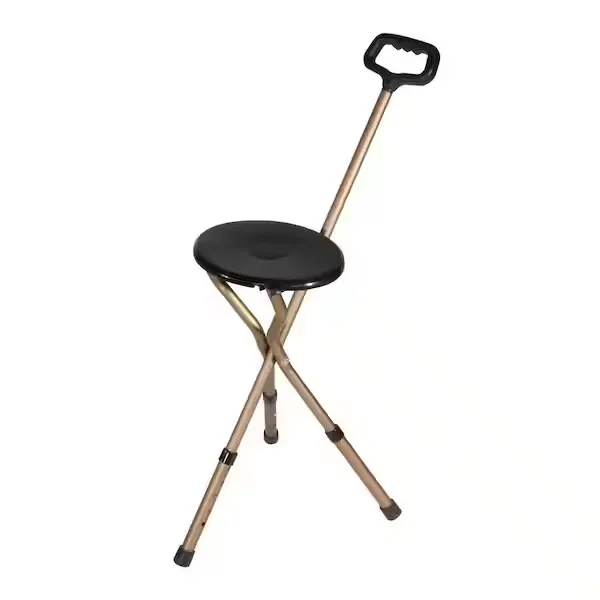 Drive Medical Folding Lightweight Adjustable Height Cane Seat in Bronze rtl10365-adj