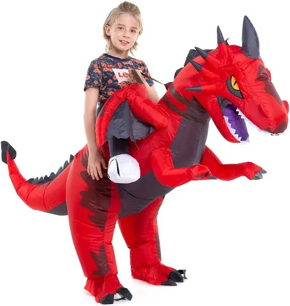 HSCTEK Inflatable Ride on Kids Dragon Costume Boys Girls