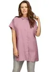 ellos Women's Plus Size Oversized Linen Blend Tunic - 3X, Dusty Pink