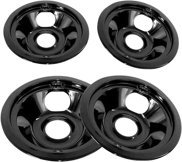 Black Porcelain Drip Pans Set 4-Pack 318067041 &amp; 318067051 for Frigidaire/Ele<wbr/>ctr