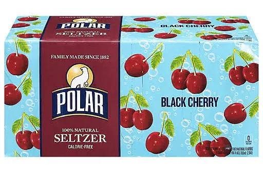 Polar Zero Calorie Black Cherry Sparkling Water 12 fl oz, 8 Pack