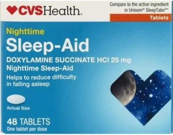 CVS Pharmacy Nighttime Sleep Aid Tablets, Doxylamine Succinate 25mg - 96 ct