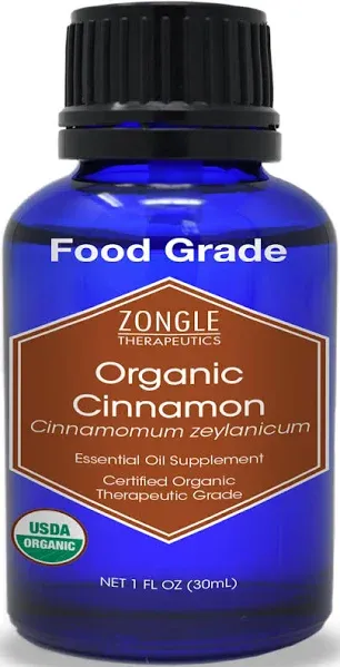 Organic, Cinnamon Essential Oil, Food Grade, for Candy, Cooking, Baking – 100% Pure, Edible, Cinnamon, Leaf, Oil, by Zongle Therapeutics, 1 OZ