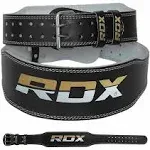 RDX 4 inch Leather Black Weightlifting Gym Belt, Large / Gold