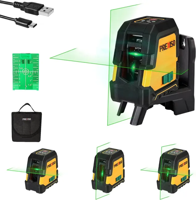 Rechargeable Green Laser Leveler - Magnetic Base for Precise Construction Work