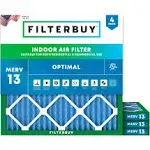 Filterbuy 18x18x1 Pleated Air Filters, Replacement for HVAC AC Furnace (MERV 13)