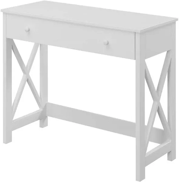 Unbranded Writing Desk 15.75&#034;x36&#034;x30&#034; Rectangular White 1-Drawer w/Wooden Knobs