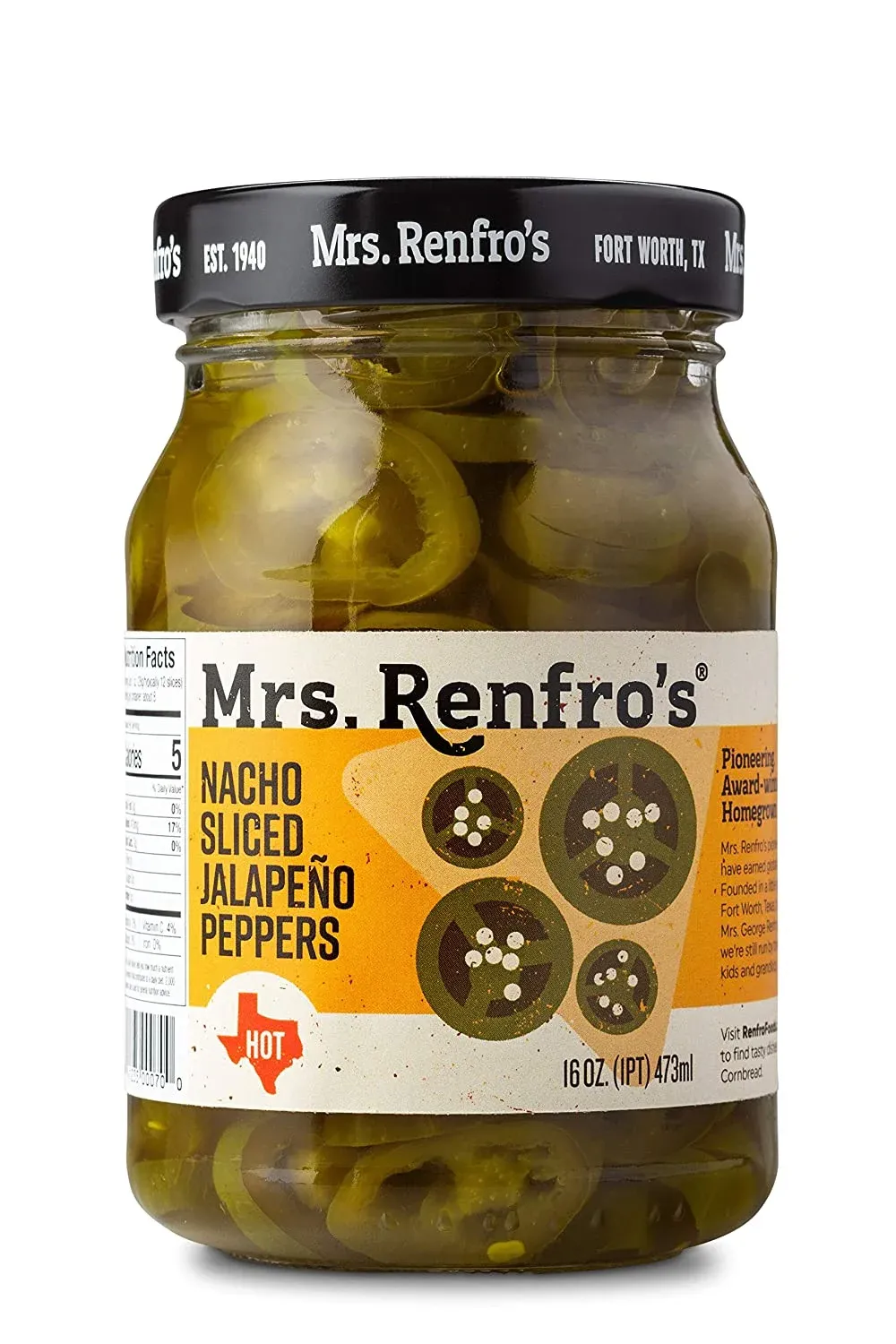 Mrs. Renfro’s Nacho Sliced Jalapeño Peppers – Crisp (16-oz. jars, 2-pack)