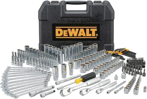 DeWalt Mechanic Tool Set, 247-Piece, 1/4 in., 3/8 in. and 1/2 in. Drive, SAE, Ratchets, Sockets, Hex Keys, Combination Wrenches, Polish Chrome